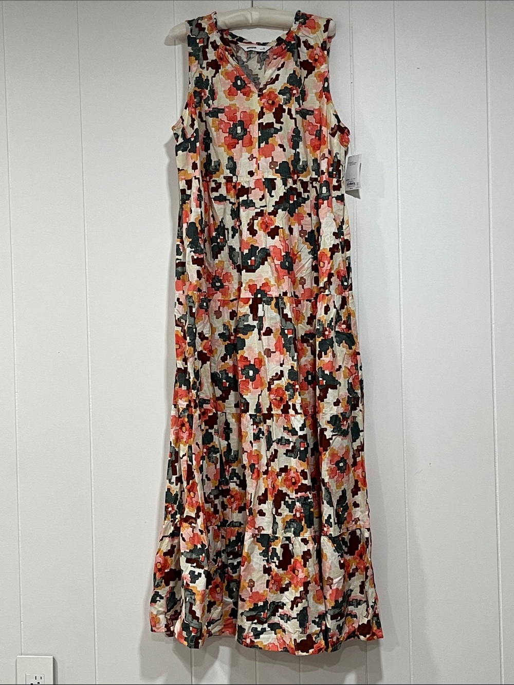 Sonoma Sleeveless Floral Tiered Maxi in Coral, Pink, Black - Picture 2 of 11